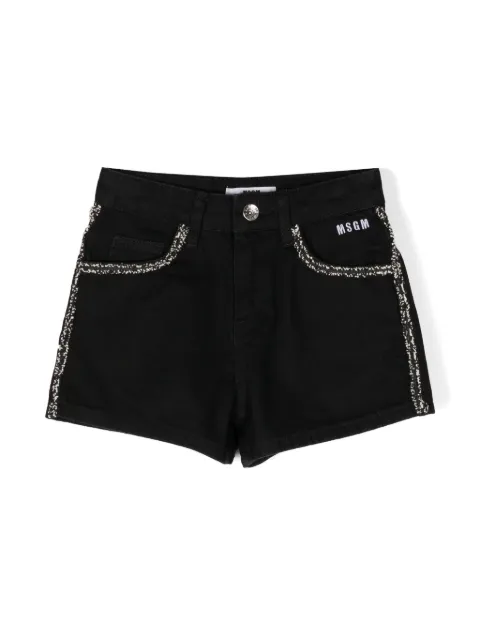 MSGM Kids contrasting-trim denim shorts