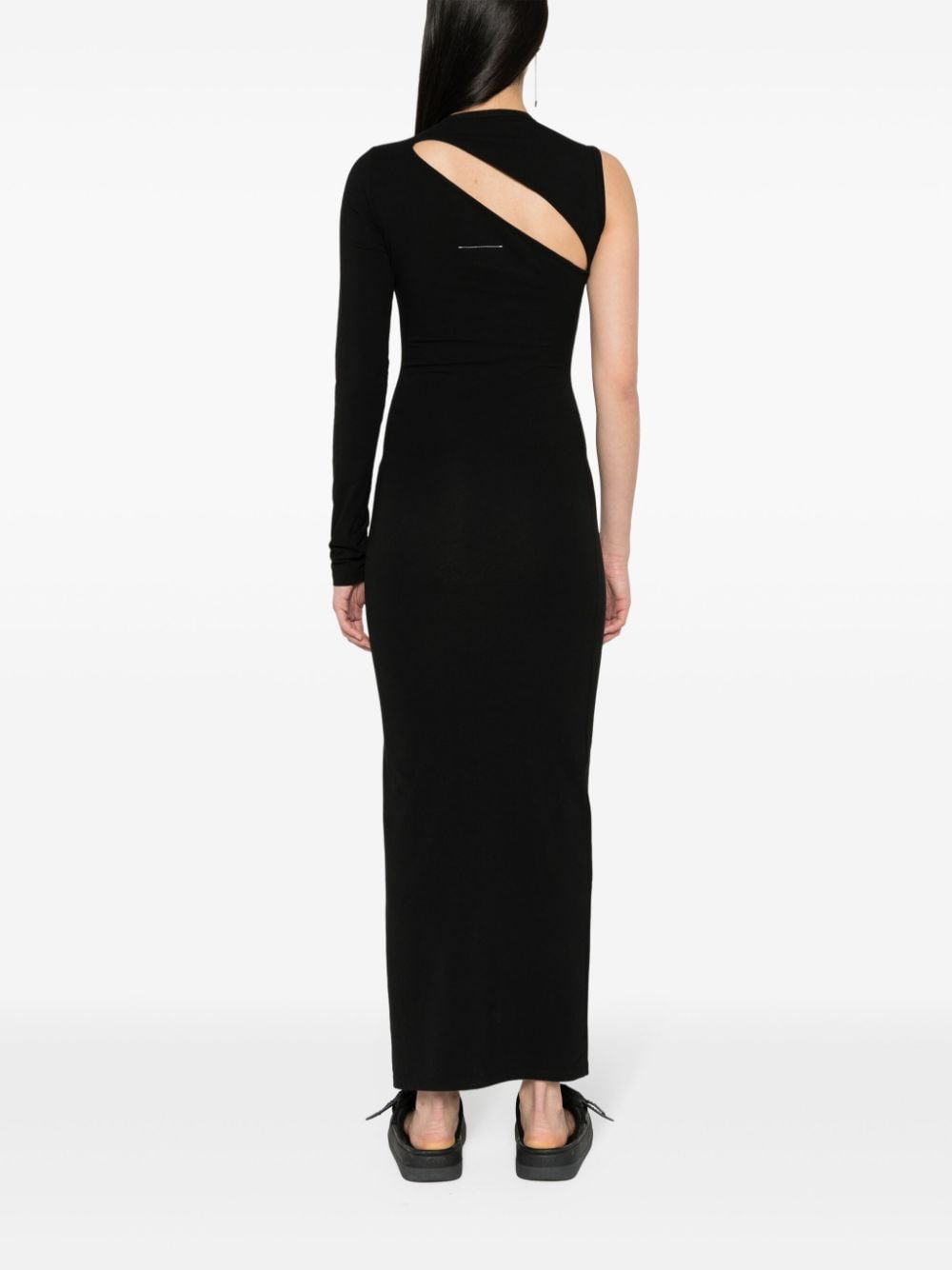 Shop Mm6 Maison Margiela Single Sleeve Midi Dress In Black