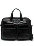PIQUADRO logo-patch leather laptop bag - Black