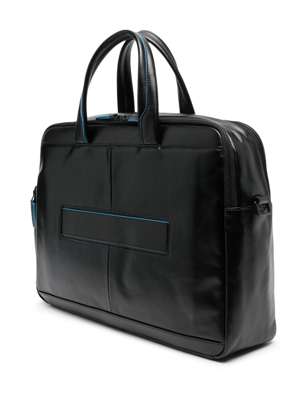 Shop Piquadro Logo-patch Leather Laptop Bag In Schwarz