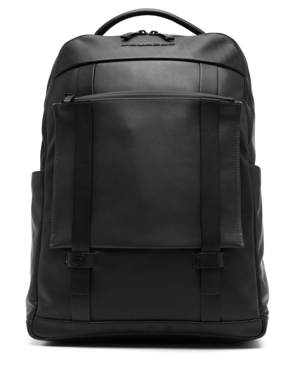 PIQUADRO logo-lettering leather backpack Zwart