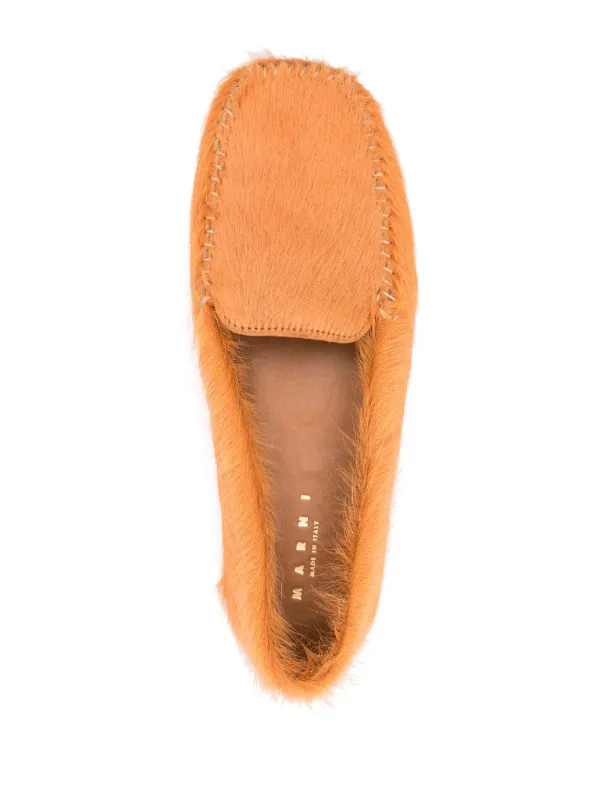 Marni slip-on calf-hair Loafers | Orange | FARFETCH display picture 2