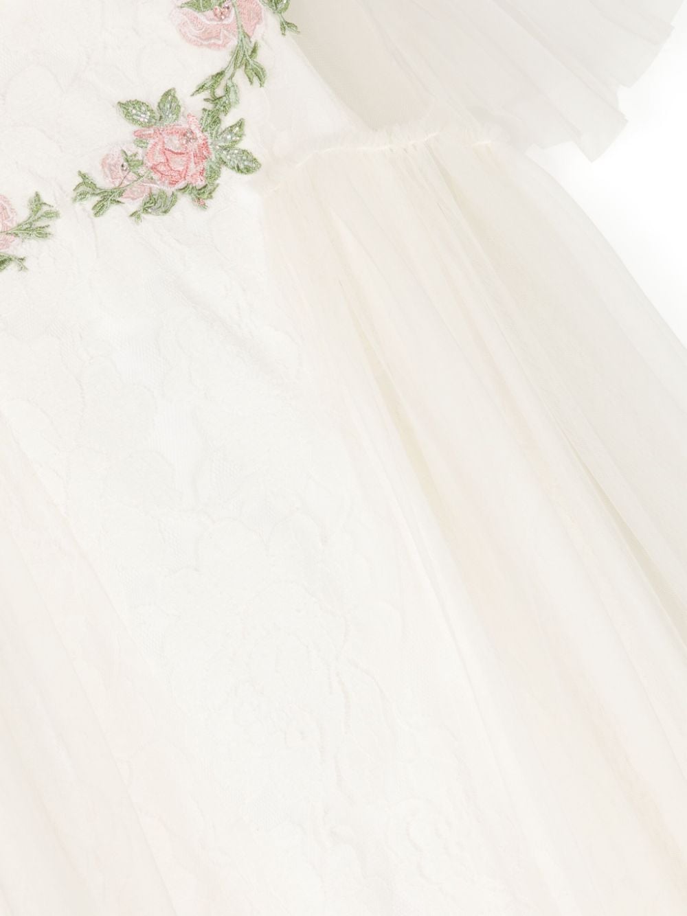 MAISON AVA Ren jurk met geborduurde bloemen Wit