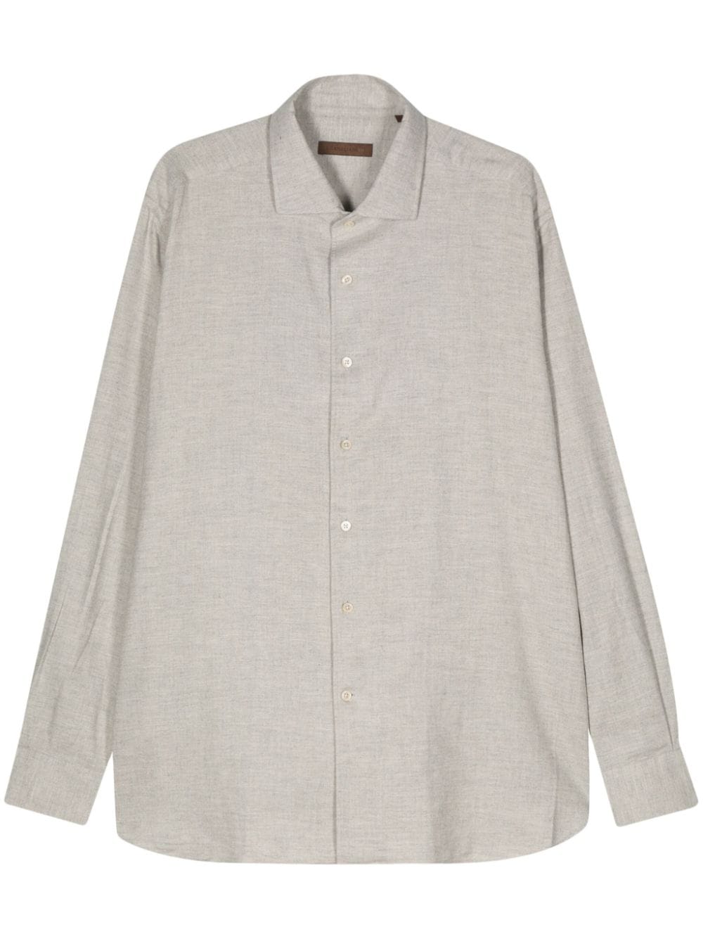 Corneliani Herringbone Mélange Shirt In Grey