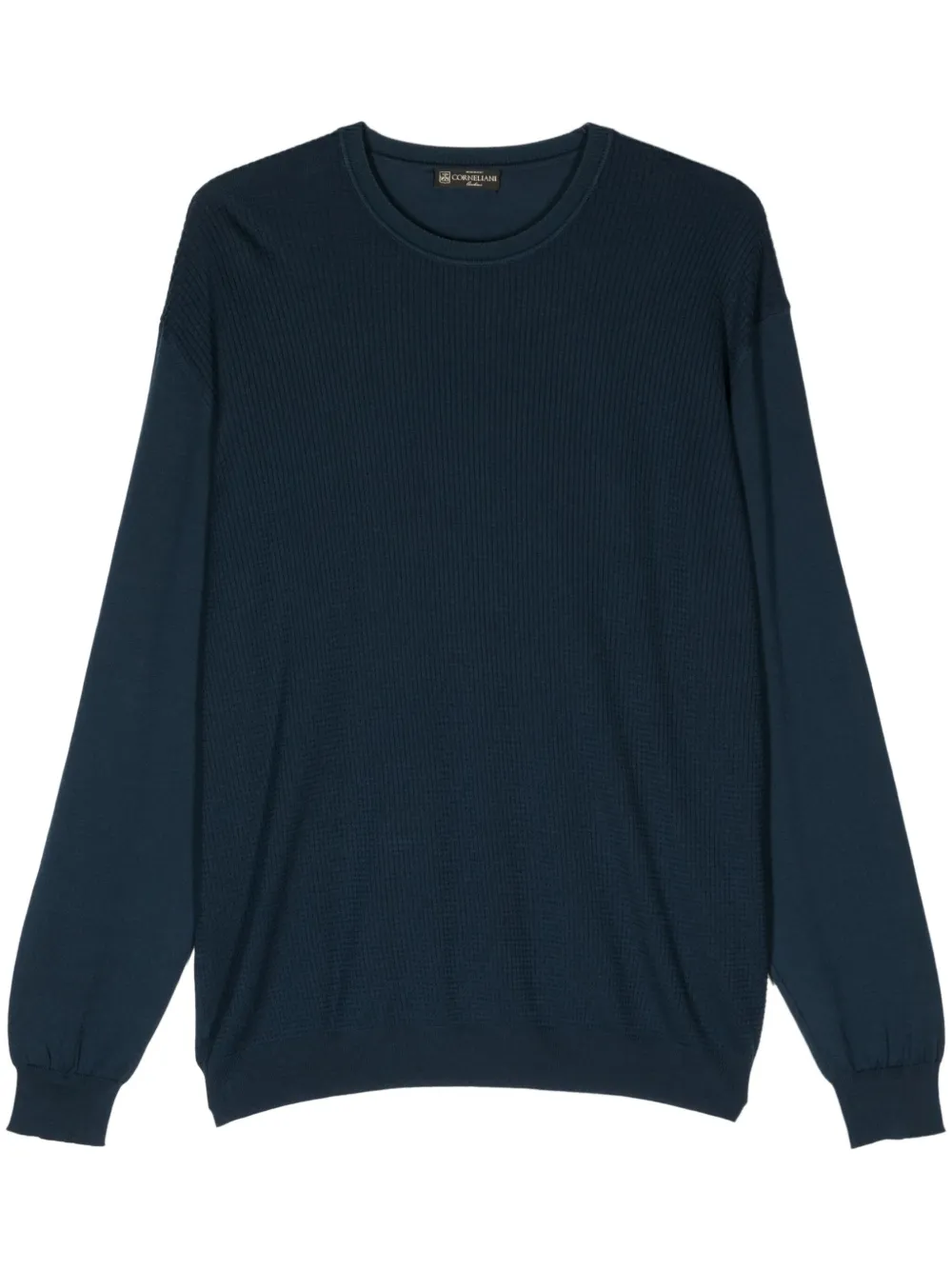 Corneliani Jacquard Fine-knit Jumper In Blue