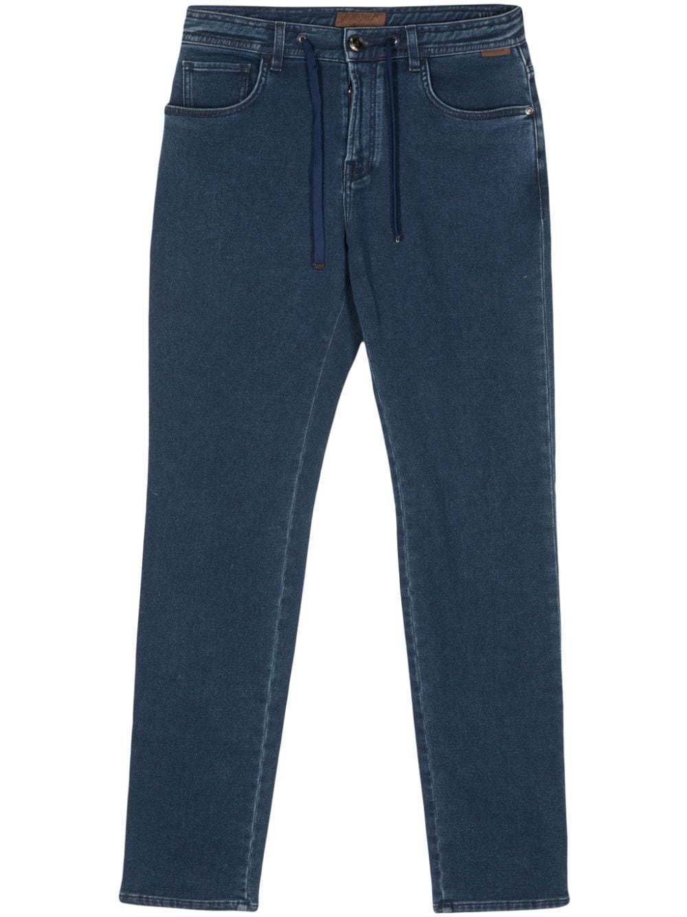 Corneliani Drawstring Straight-leg Jeans In Blue