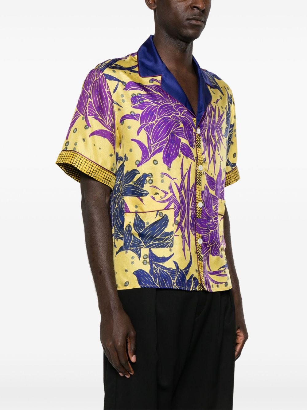 Shop Pierre-louis Mascia Floral Silk Shirt In Yellow