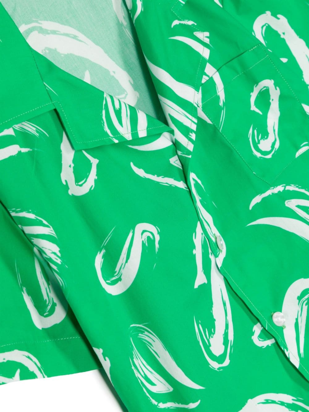 Shop Msgm Logo-print Poplin Shirt In Green