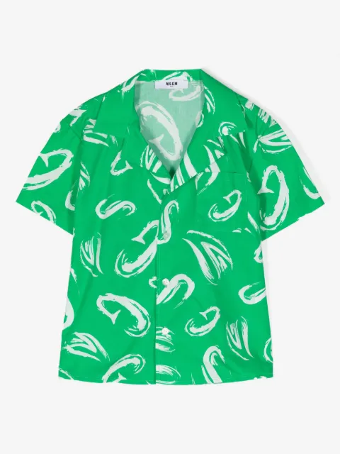 MSGM Kids chemise en popeline à logo imprimé