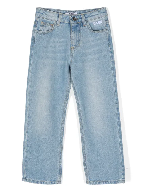 MSGM Kids appliqué-detail logo-embroidered jeans