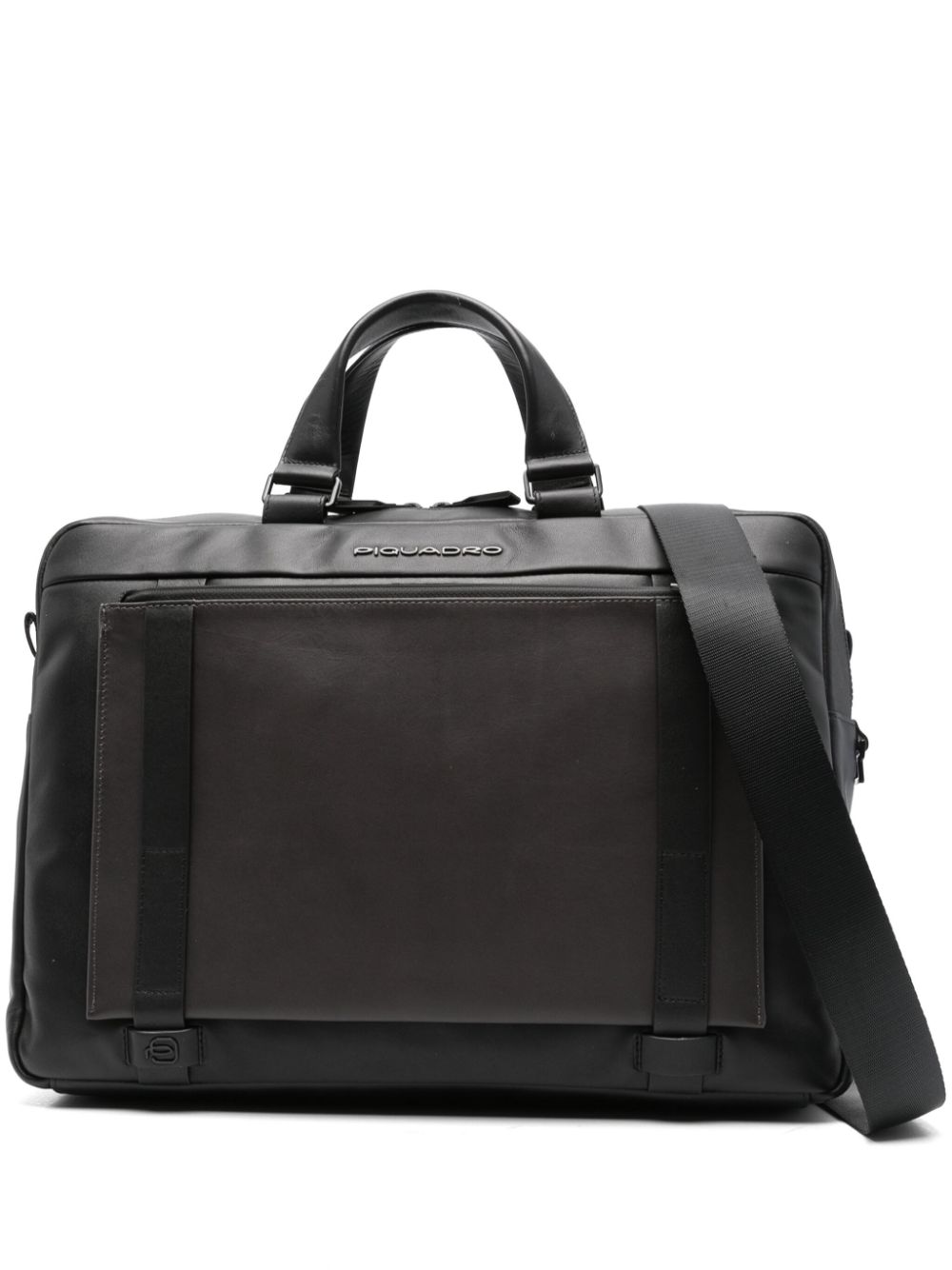 Piquadro Leather Laptop Bag In Schwarz