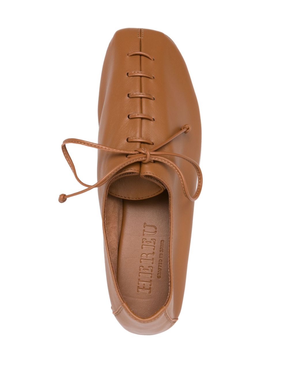 Shop Hereu Lace-up Ballerina Shoes In Brown