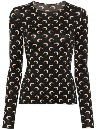 Regenerated All Over Moon Jersey Second Skin Top • Marine Serre