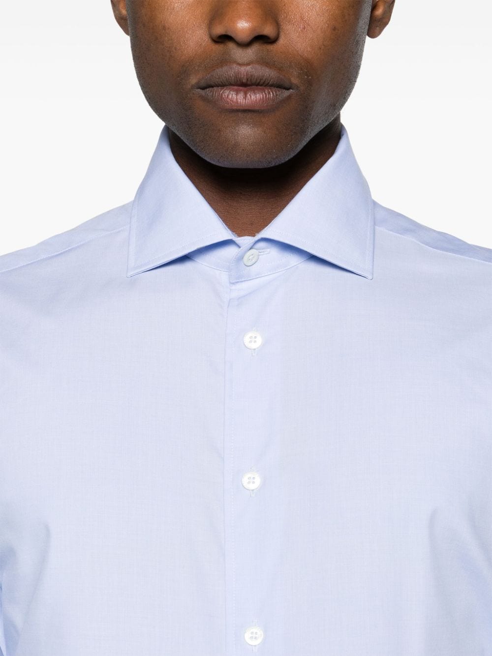Shop Corneliani Classic-collar Cotton Shirt In Blue