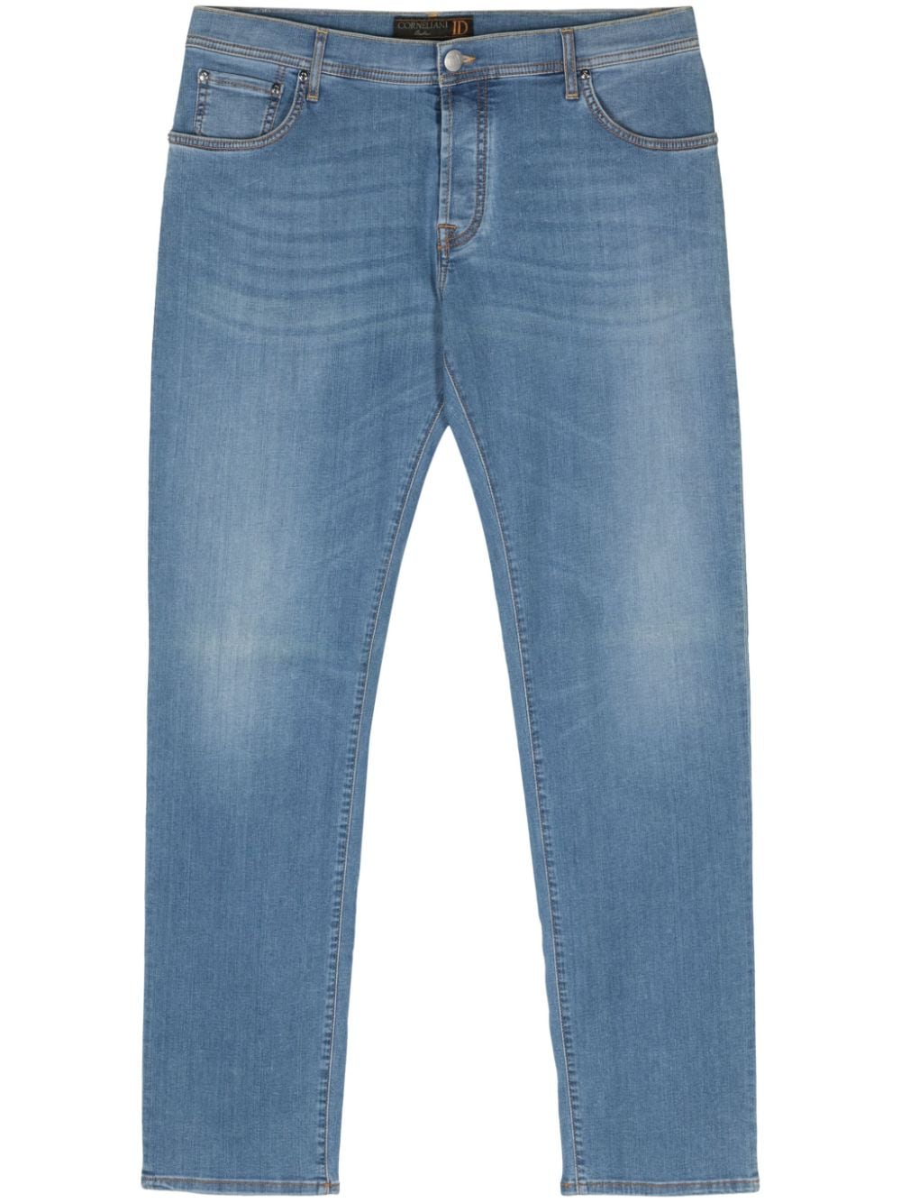 Shop Corneliani Mid-rise Tapered Jeans In Blue