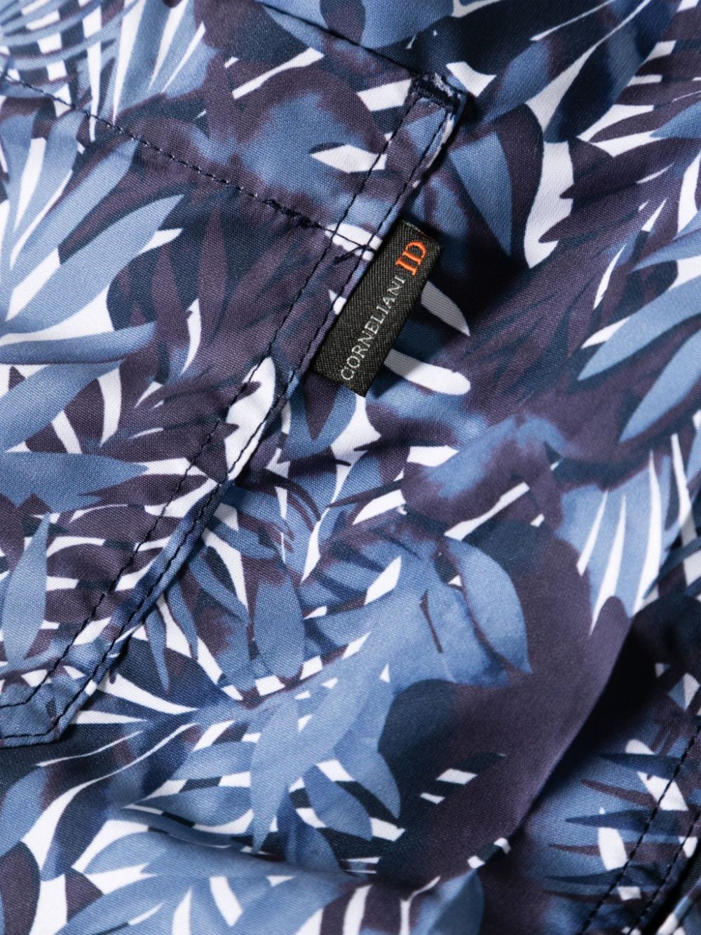 Shop Corneliani Leaf-print Swim Shorts In Blue