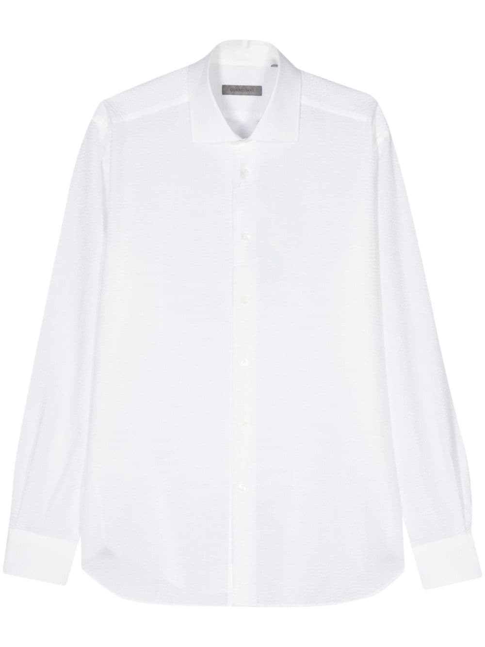 Shop Corneliani Seersucker Cotton Shirt In White