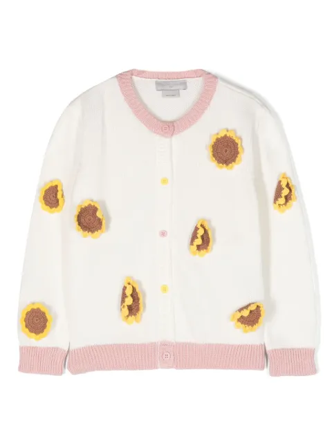 Stella McCartney Kids Sunflower-appliqué cotton cardigan