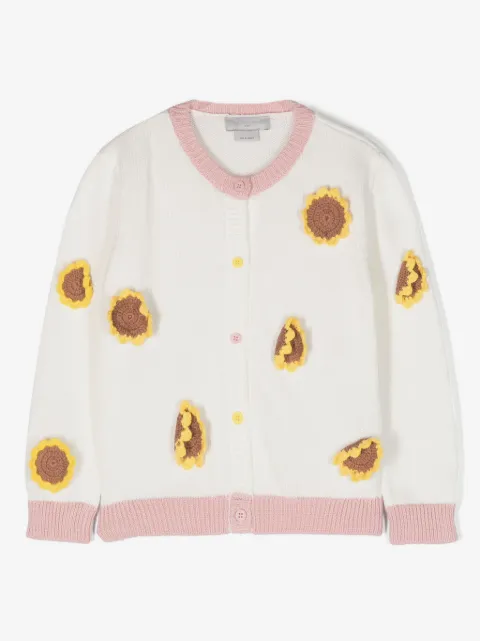 Stella McCartney Kids Sunflower-appliqué cotton cardigan