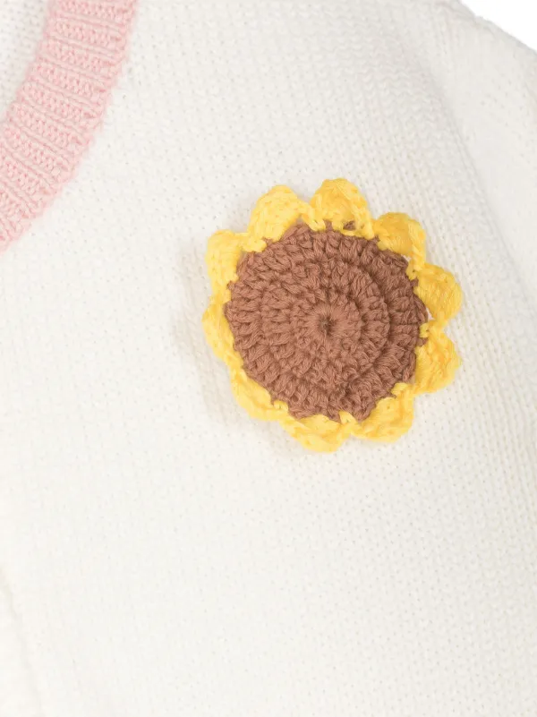 Stella McCartney Kids Sunflower-appliqué Cotton Cardigan White