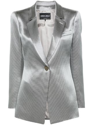 Giorgio Armani single-breasted Silk Blazer | Grey | FARFETCH