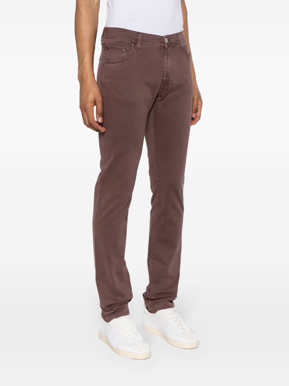 Shop Corneliani Low-rise Tapered Jeans In Brown