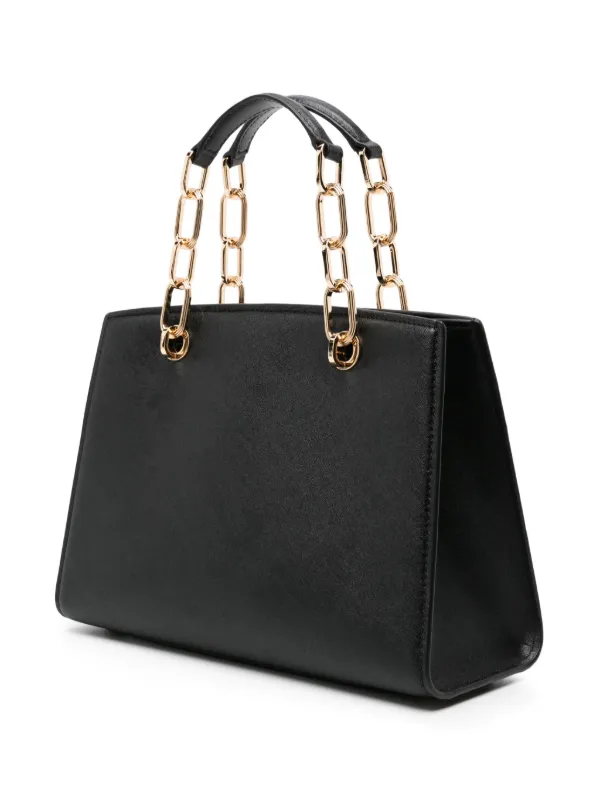 Michael Kors Large Tote with Chain Straps - Black with 2024 Monogram Logo