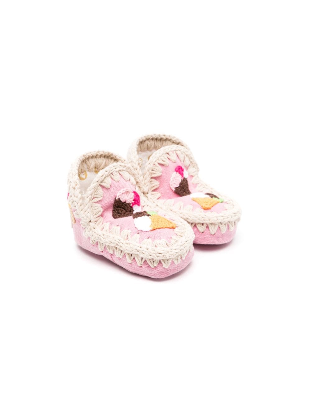 Mou Babies' Summer Eskimo Crochet-detailing Boots In Pink