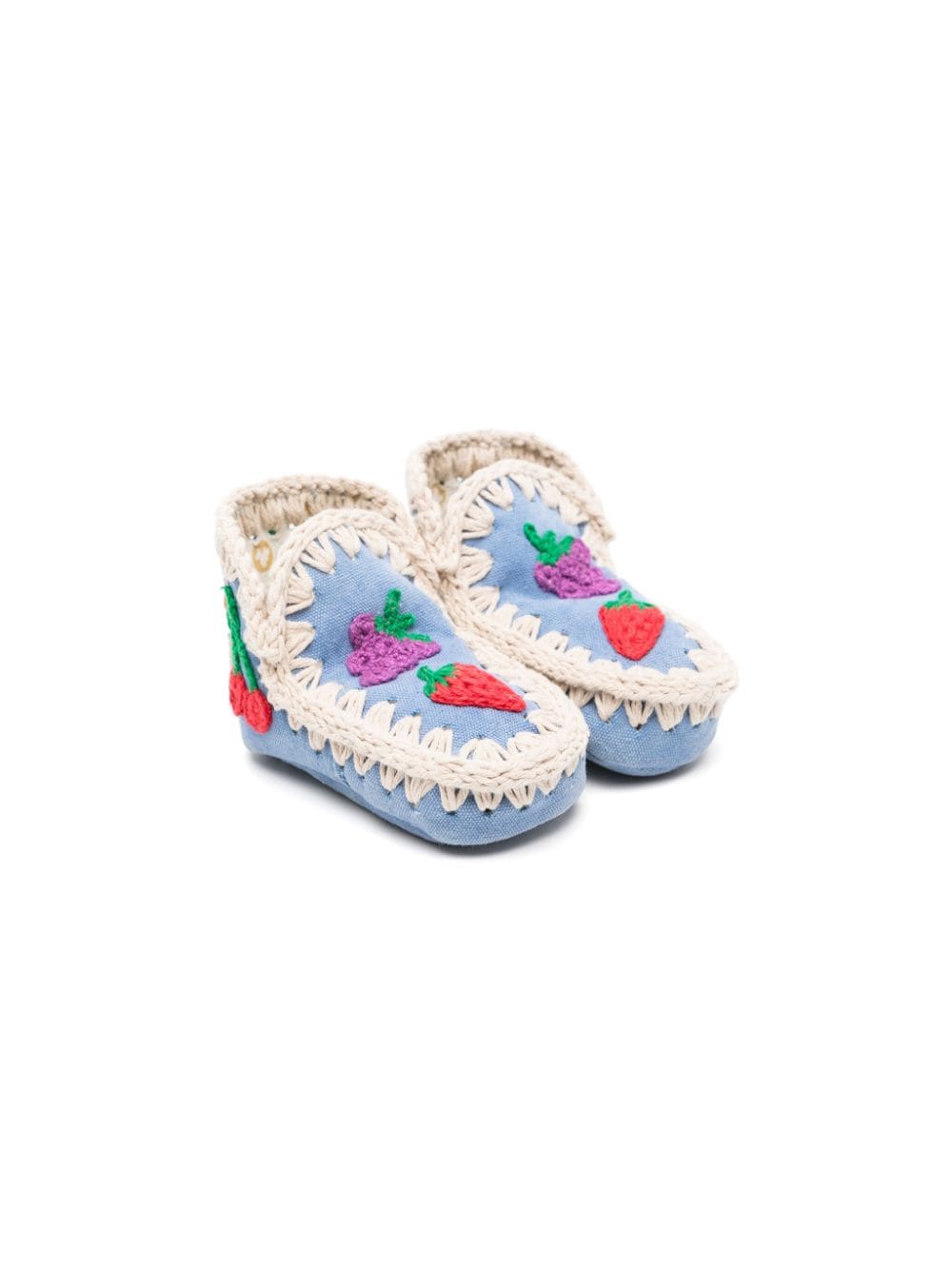Mou Babies' Summer Eskimo Crochet-detailing Boots In Blue