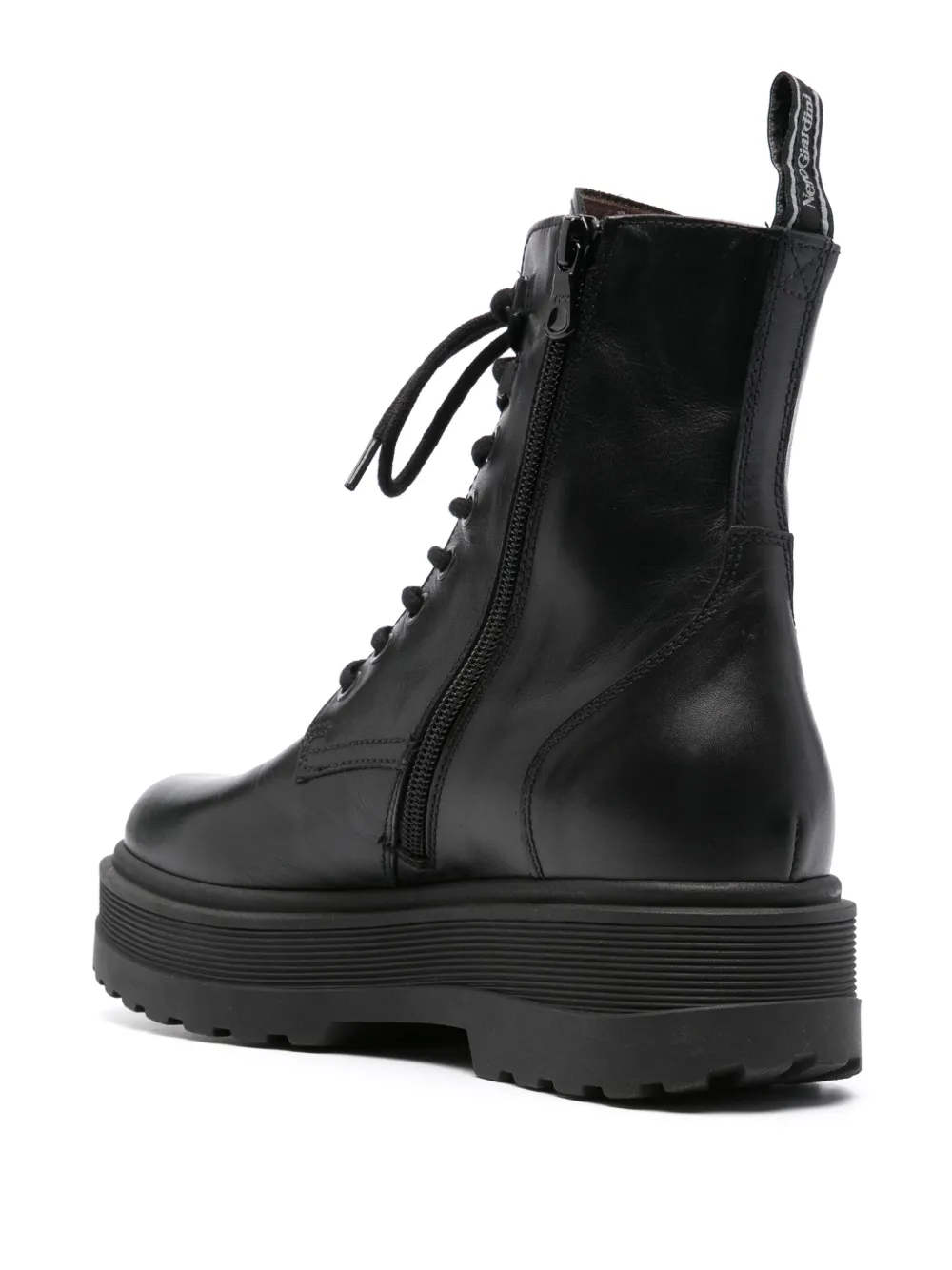 Nerogiardini Side-zip Leather Combat Boots In Black