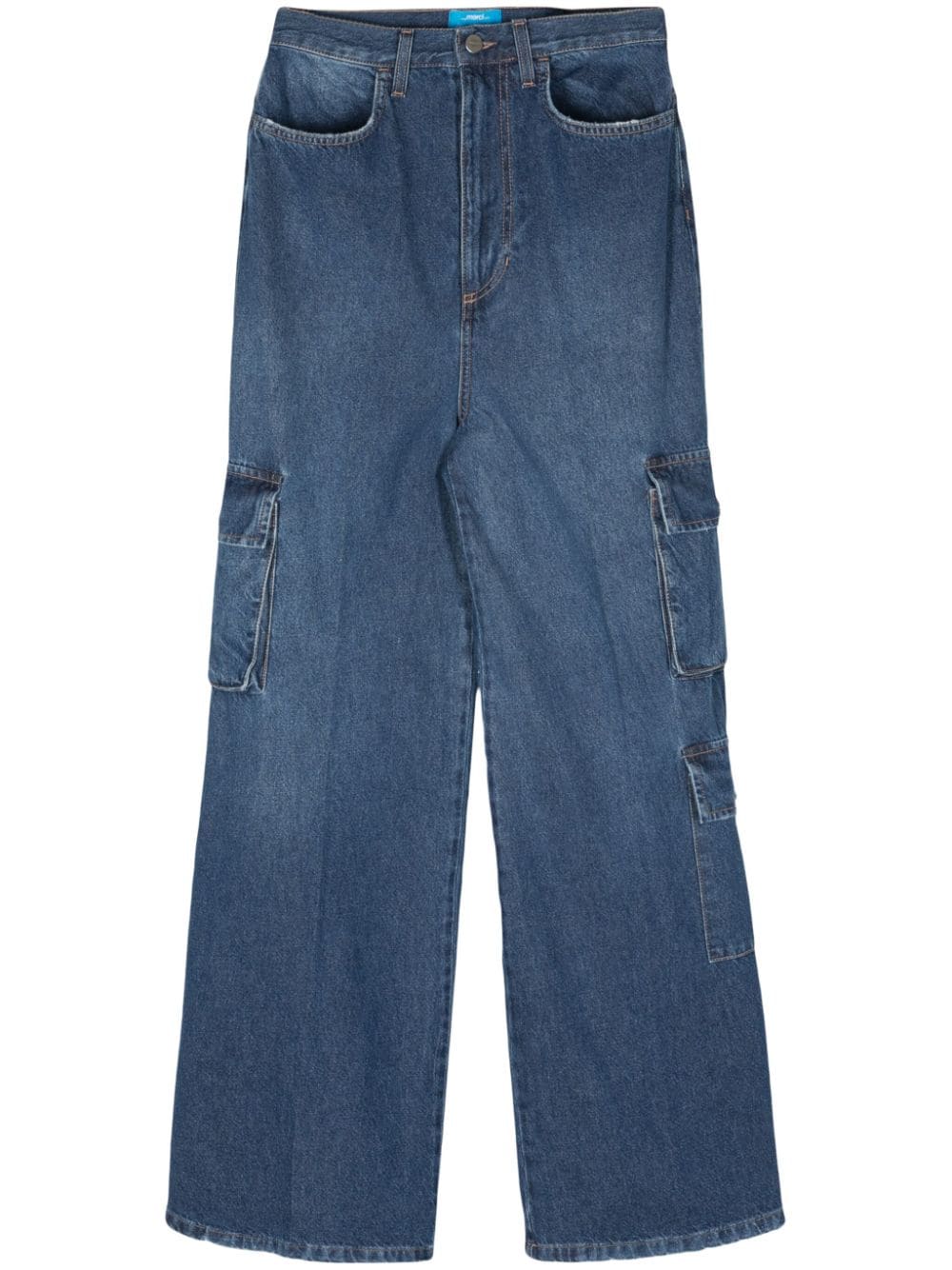 Merci Brooke Wide-leg Cargo Jeans In Blue