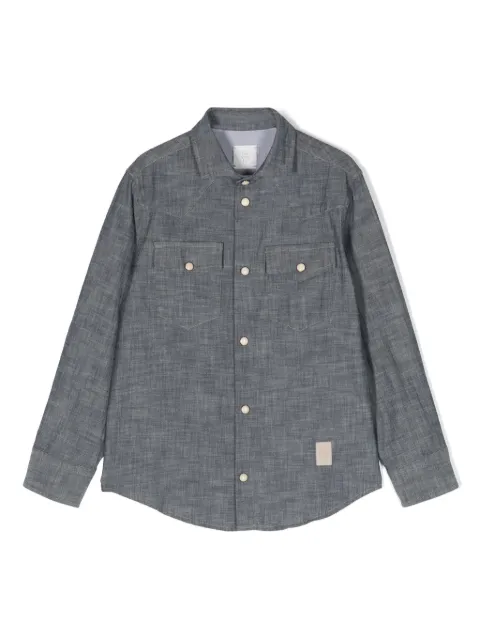 Eleventy Kids chambray panelled shirt