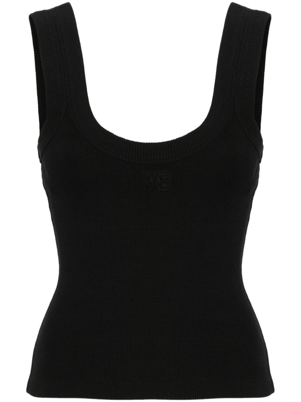 Shop Alexander Wang Embossed-logo Tank Top In Black