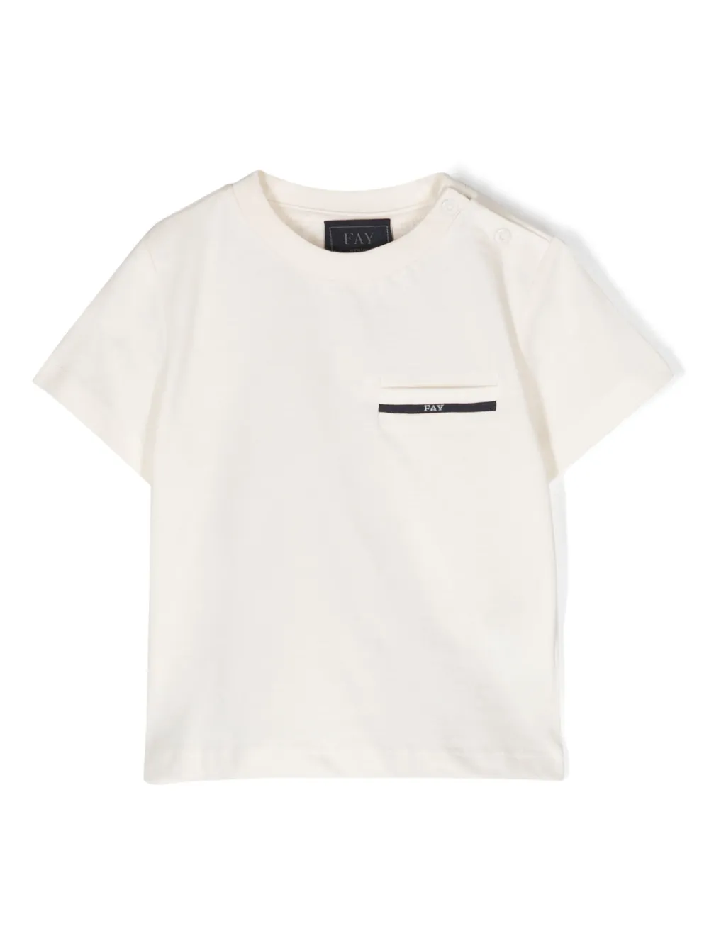 fay kids t-shirt en coton à détail de poche - blanc