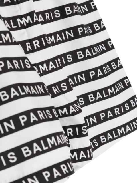 striped logo-print swim shorts