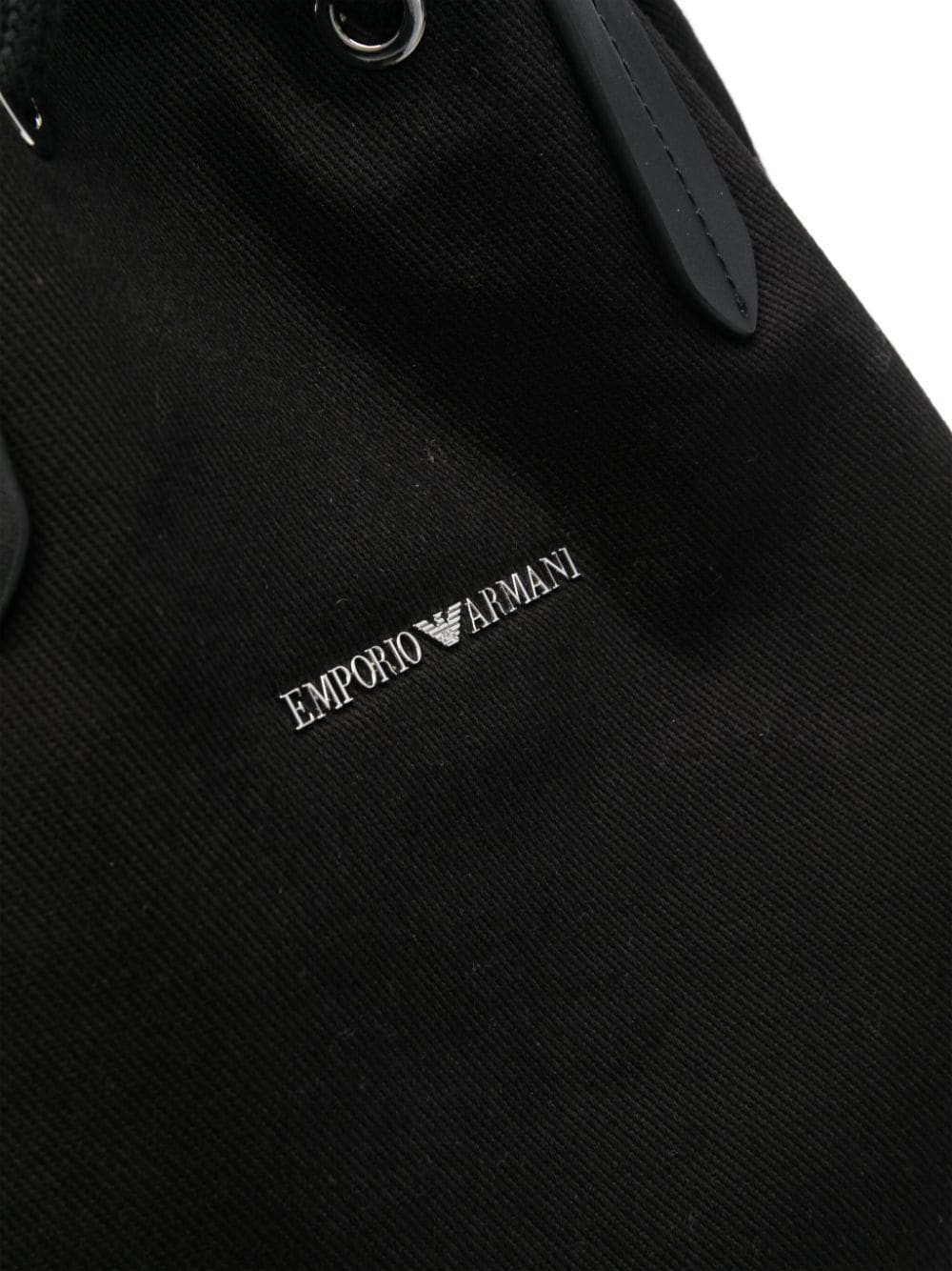 Shop Emporio Armani Drawstring-top Tote Bag In Black