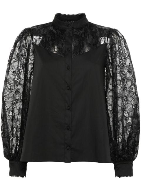 NISSA floral-lace panelled shirt