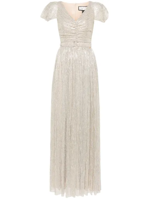 NISSA metallic-striped maxi dress