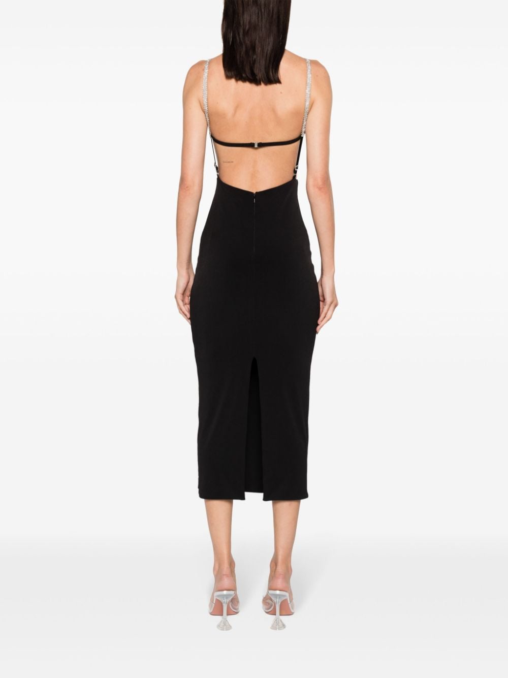 Shop Nissa Open-back Jersey Midi Dress In Black