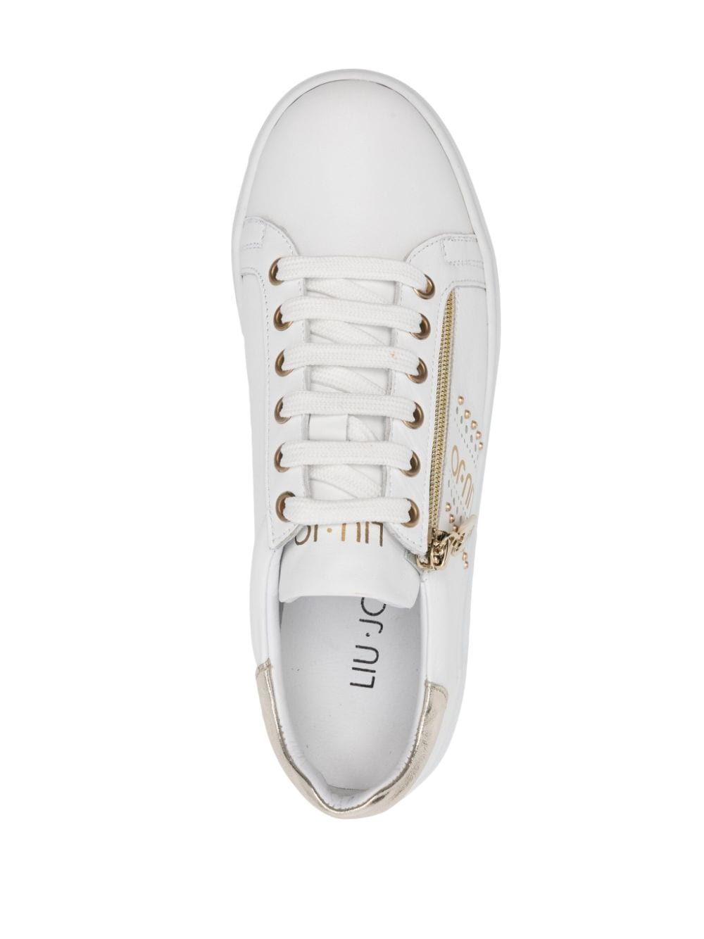Shop Liu •jo Logo-print Leather Sneakers In White