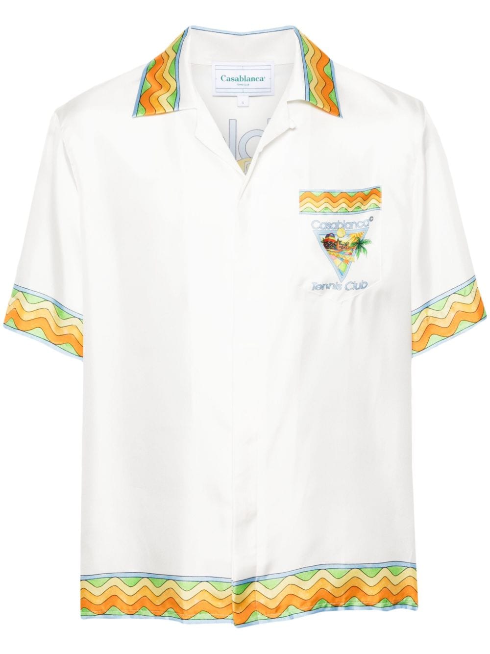 Shop Casablanca Cubism Tennis Club Silk Shirt In White