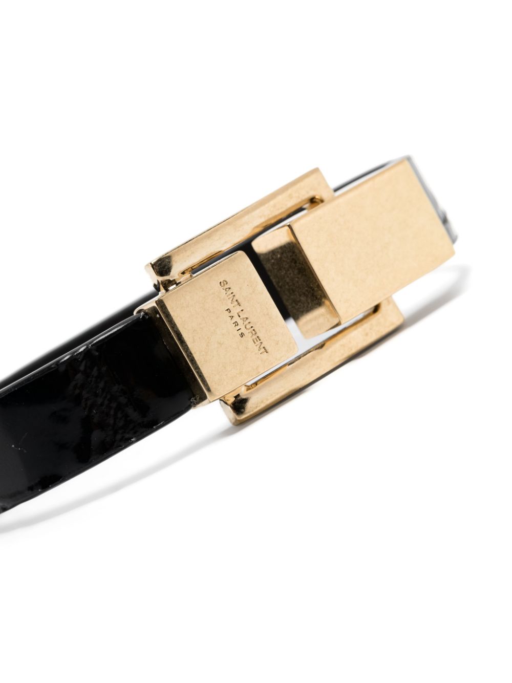 Shop Saint Laurent Le Carré Leather Bracelet In Schwarz