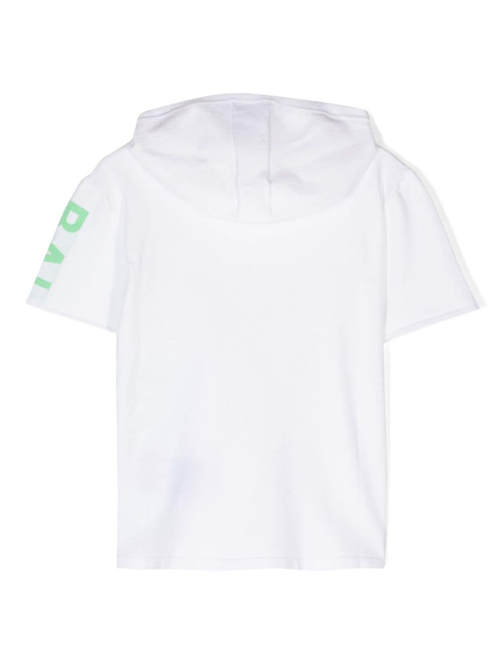 Shop Balmain Logo-intarsia Short-sleeve Hoodie In White