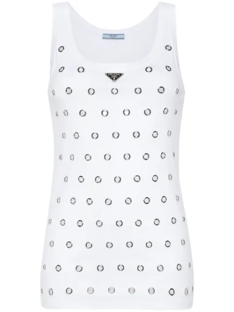 Prada triangle-logo eyelets tank top