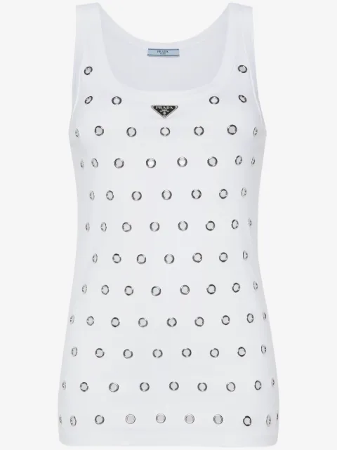 Prada triangle-logo eyelets tank top