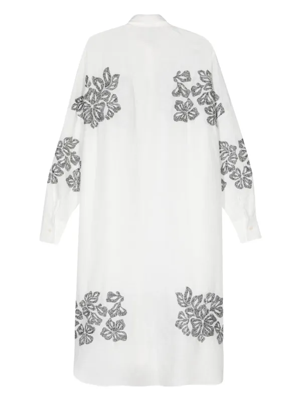 Ermanno Scervino floral-embroidered Linen Shirt Dress