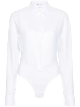 ALAÏA Women's Paneled Cotton Shirt Black