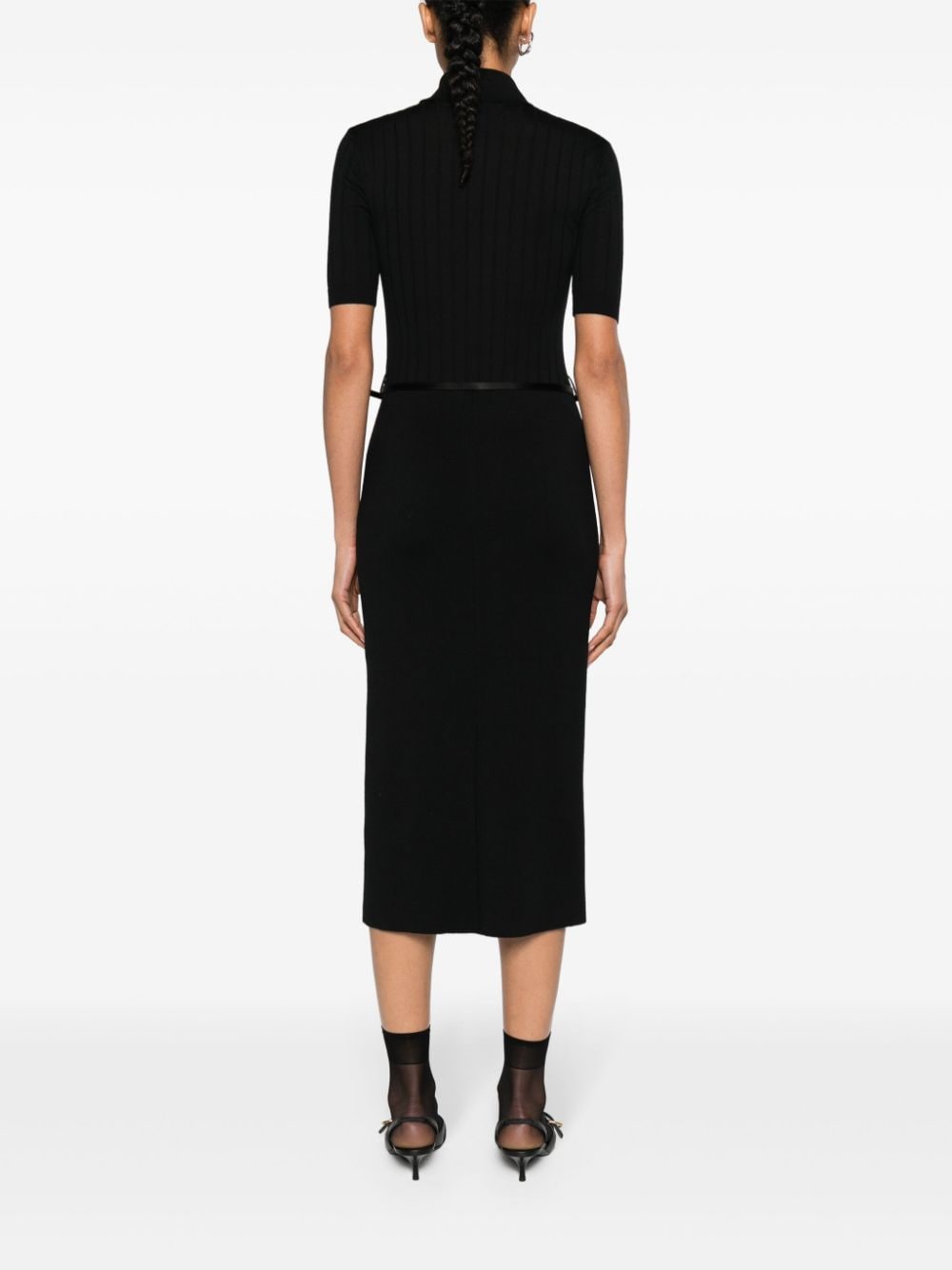 Shop Givenchy Belted Wool Midi Dress In Black