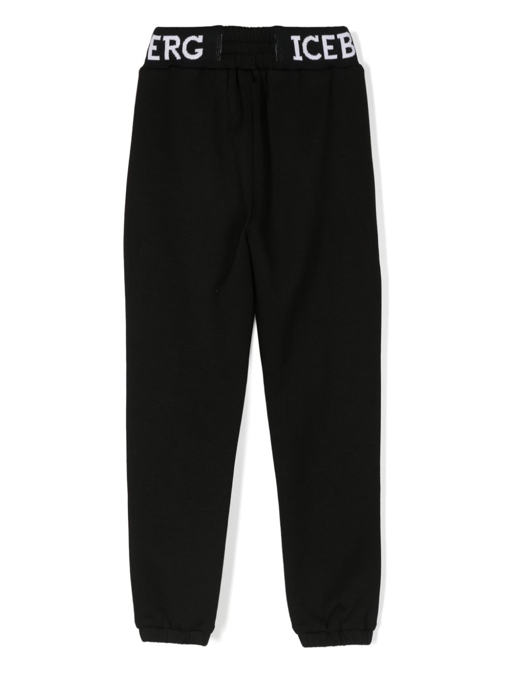 Shop Iceberg Logo-waistband Cotton Trousers In Black