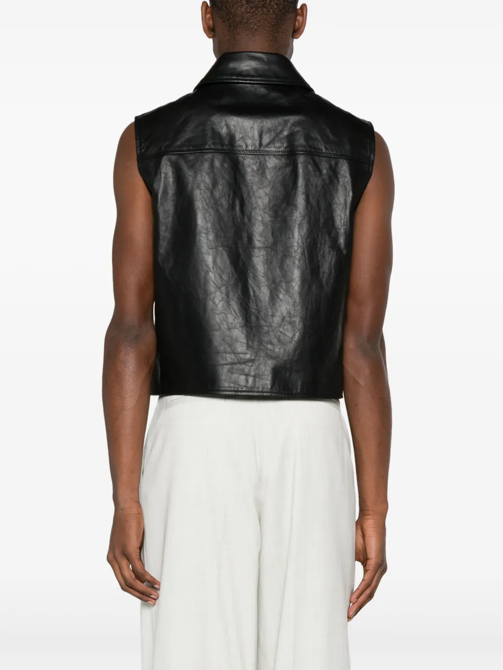 Givenchy Press-stud Leather Gilet In Black